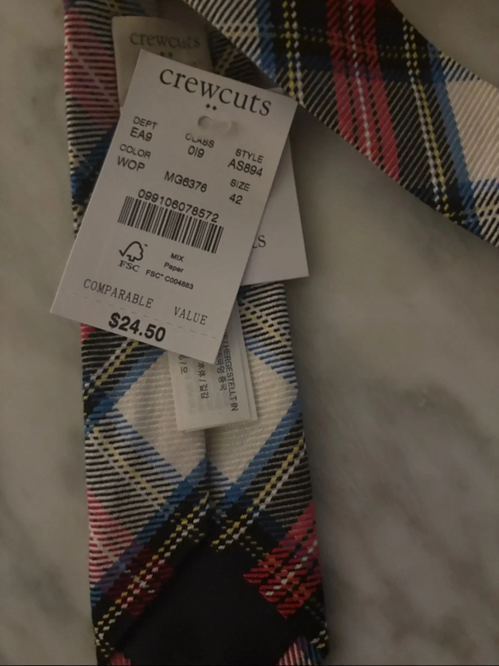 Crewcuts Plaid Tie in Red, Blue, Black, White